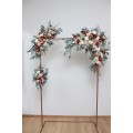 Flower arch arrangement in beige terracotta white blush pink colors. Arbor flowers. Floral archway. Faux flowers for wedding arch. 0027