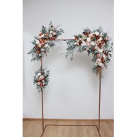  Flower arch arrangement in beige terracotta white blush pink colors.  Arbor flowers. Floral archway. Faux flowers for wedding arch. 0027