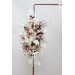 Flower arch arrangement in beige white brown colors. Arbor flowers. Floral archway. Faux flowers for wedding arch. 0026