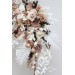 Flower arch arrangement in beige white brown colors. Arbor flowers. Floral archway. Faux flowers for wedding arch. 0026