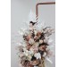 Flower arch arrangement in beige white brown colors. Arbor flowers. Floral archway. Faux flowers for wedding arch. 0026
