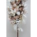 Flower arch arrangement in beige white brown colors. Arbor flowers. Floral archway. Faux flowers for wedding arch. 0026