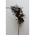  Flower arch arrangement in deep purple black gold beige colors.  Arbor flowers. Floral archway. Faux flowers for wedding arch. Halloween wedding. BLACK