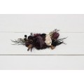 Halloween wedding. Deep purple black gold beige floral comb. Wedding accessories for hair. Bridal flower comb. Bridesmaid floral comb. BLACK