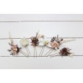  Set of 6 hair pins in  beige white brown color scheme. Hair accessories. Flower accessories for wedding. Orchid hairpins. 0026