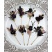  Set of 8 hair pins in  deep purple black gold beige color scheme. Hair accessories. Flower accessories for wedding. BLACK