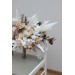 Wedding bouquets in beige white brown colors. Bridal bouquet. Cascading bouquet. Faux bouquet. Bridesmaid bouquet.Orchid bouquet.  0026