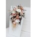 Wedding bouquets in beige white brown colors. Bridal bouquet. Cascading bouquet. Faux bouquet. Bridesmaid bouquet.Orchid bouquet.  0026