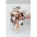 Wedding bouquets in beige white brown colors. Bridal bouquet. Cascading bouquet. Faux bouquet. Bridesmaid bouquet.Orchid bouquet.  0026