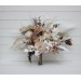 Wedding bouquets in beige white brown colors. Bridal bouquet. Cascading bouquet. Faux bouquet. Bridesmaid bouquet.Orchid bouquet.  0026