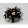 Deep Purple, Black, Gold, and Beige Wedding Bouquets – Regular and Cascade Designs