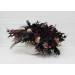 Wedding bouquets in deep purple black gold beige colors. Bridal bouquet. Cascading bouquet. Faux bouquet. Bridesmaid bouquet. Halloween wedding. BLACK