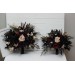Wedding bouquets in deep purple black gold beige colors. Bridal bouquet. Cascading bouquet. Faux bouquet. Bridesmaid bouquet. Halloween wedding. BLACK