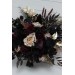 Wedding bouquets in deep purple black gold beige colors. Bridal bouquet. Cascading bouquet. Faux bouquet. Bridesmaid bouquet. Halloween wedding. BLACK