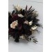Wedding bouquets in deep purple black gold beige colors. Bridal bouquet. Cascading bouquet. Faux bouquet. Bridesmaid bouquet. Halloween wedding. BLACK