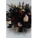 Wedding bouquets in deep purple black gold beige colors. Bridal bouquet. Cascading bouquet. Faux bouquet. Bridesmaid bouquet. Halloween wedding. BLACK