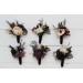  Wedding boutonnieres and wrist corsage  in purple black gold beige color theme. Flower accessories. BLACK