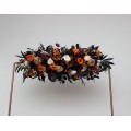 Flower Arch Arrangement in Purple, Black, Rust & Gold | Faux Floral Archway for Wedding