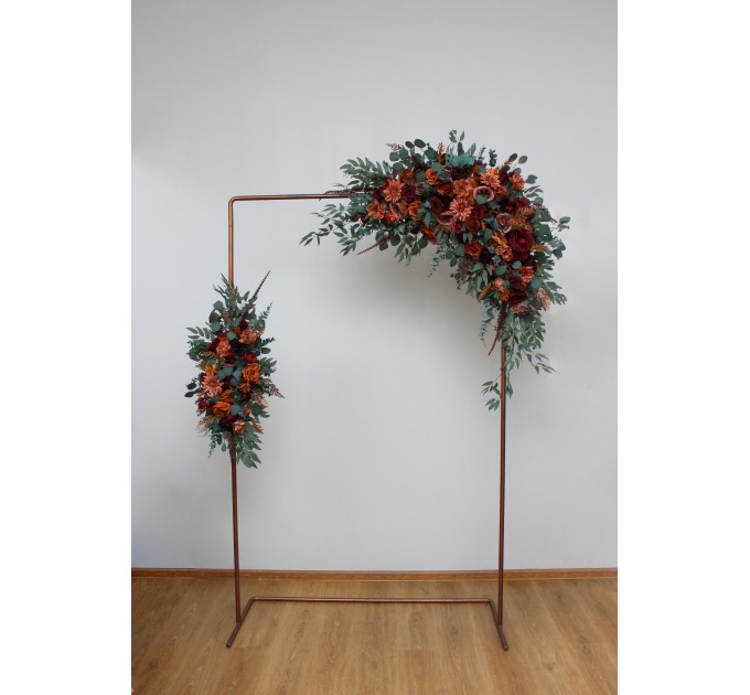 Flower Arch Arrangement in Burgundy, Dusty Rose, Terracotta & Rust | Faux Floral Archway for Wedding