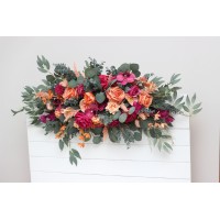  Flower arch arrangement in magenta peach coral colors.  Arbor flowers. Floral archway. Faux flowers for wedding arch. 5295