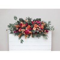  Flower arch arrangement in magenta peach coral colors.  Arbor flowers. Floral archway. Faux flowers for wedding arch. 5295