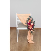 Aisle flowers in magenta peach coral scheme. Chair flowers. Sign flowers. Wedding flowers. Flowers for wedding decor. 5295