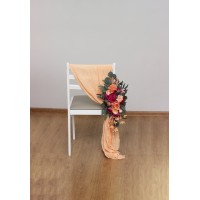 Aisle flowers in magenta peach coral scheme. Chair flowers. Sign flowers. Wedding flowers. Flowers for wedding decor. 5295