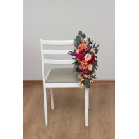 Aisle flowers in magenta peach coral scheme. Chair flowers. Sign flowers. Wedding flowers. Flowers for wedding decor. 5295