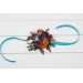 Wedding boutonnieres and wrist corsage in teal rust gold plum color scheme. Flower accessories. 5222