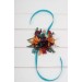 Wedding boutonnieres and wrist corsage in teal rust gold plum color scheme. Flower accessories. 5222