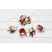 Wedding boutonnieres and wrist corsage in rust orange cream color scheme. Flower accessories. 5179