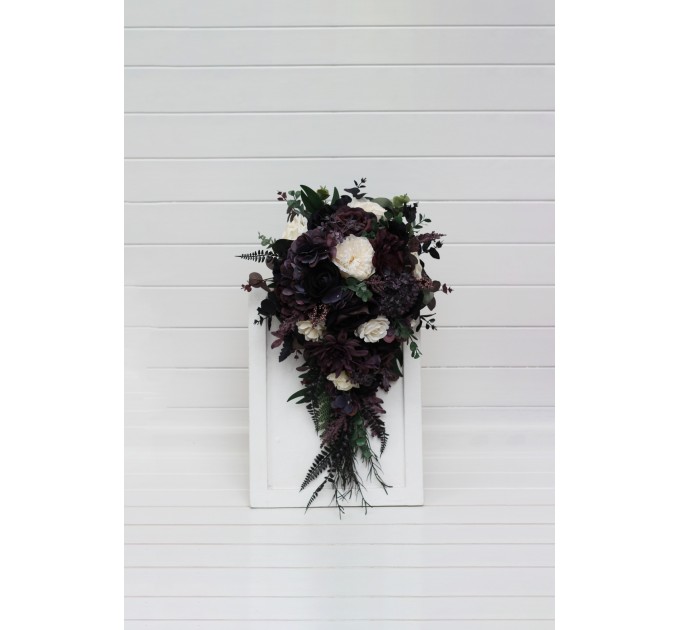 Deep Purple, Black, Ivory, and Green Wedding Bouquets – Gothic & Moody Bridal Designs