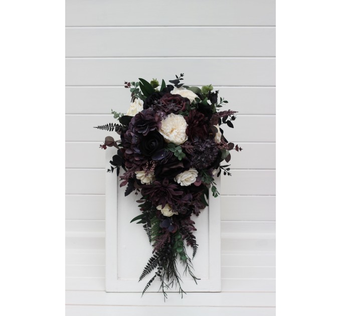 Deep Purple, Black, Ivory, and Green Wedding Bouquets – Gothic & Moody Bridal Designs