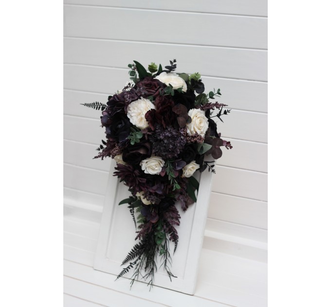 Deep Purple, Black, Ivory, and Green Wedding Bouquets – Gothic & Moody Bridal Designs