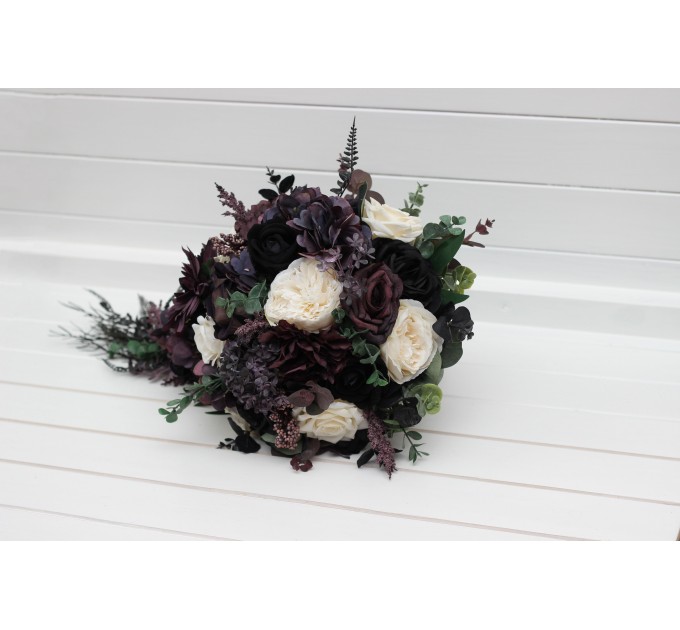 Deep Purple, Black, Ivory, and Green Wedding Bouquets – Gothic & Moody Bridal Designs