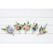 Wedding Boutonnieres & Wrist Corsage in Ivory, Yellow, Peach & Dusty Blue | Faux Flower Accessories