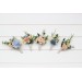 Wedding Boutonnieres & Wrist Corsage in Ivory, Yellow, Peach & Dusty Blue | Faux Flower Accessories