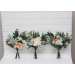 Mini bouquets for vases. Flowers for wedding decor. Ivory yellow peach dusty blue color scheme. Centerpiece. 5247
