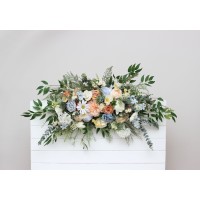  Flower arch arrangement in ivory yellow peach dusty blue  colors.  Arbor flowers. Floral archway. Faux flowers for wedding arch. 5247