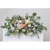  Flower arch arrangement in ivory yellow peach dusty blue  colors.  Arbor flowers. Floral archway. Faux flowers for wedding arch. 5247