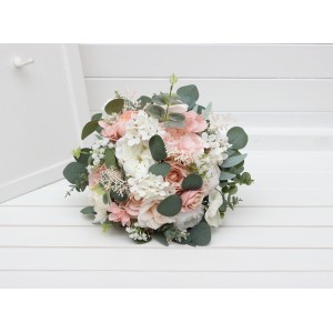 Bouquets in blush pink white color theme. Bridal bouquet. Faux bouquet. Bridesmaid bouquet. 5304