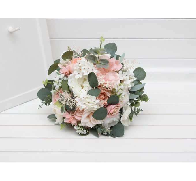 Bouquets in blush pink white color theme. Bridal bouquet. Faux bouquet. Bridesmaid bouquet. 5304