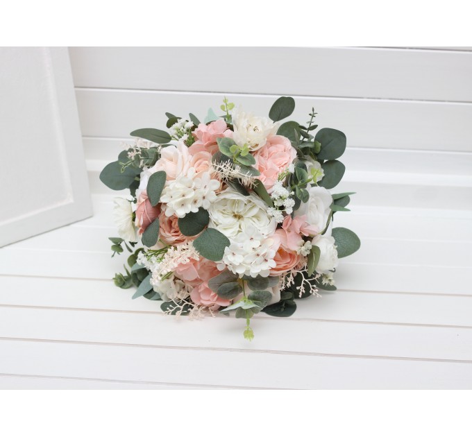 Wedding Bouquets in Blush Pink & White | Faux Bridal & Bridesmaid Bouquets