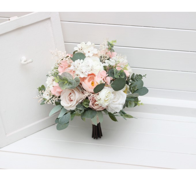 Bouquets in blush pink white color theme. Bridal bouquet. Faux bouquet. Bridesmaid bouquet. 5304