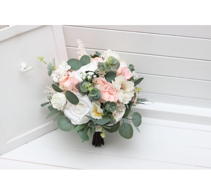Wedding Bouquets in Blush Pink & White | Faux Bridal & Bridesmaid Bouquets