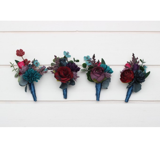 Wedding Boutonnieres & Wrist Corsage | Purple, Magenta & Burgundy Flower Accessories