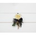 Wedding Boutonnieres and Wrist Corsages in Hunter Green, Ivory, Black, and Gold