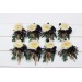 Wedding Boutonnieres and Wrist Corsages in Hunter Green, Ivory, Black, and Gold