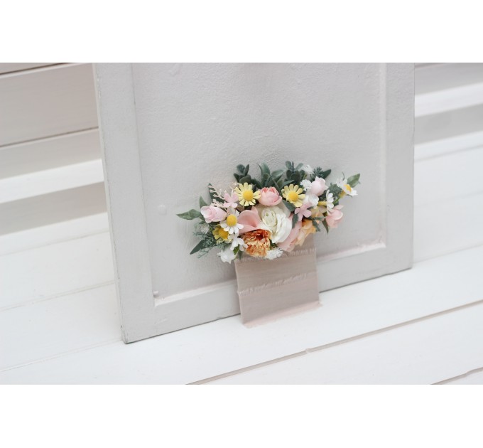 Blush Pink & Peach Pocket Boutonniere | Elegant Wedding Flower Accessories