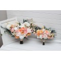 Bouquets in blush pink white peach yellow color theme. Bridal bouquet. Faux bouquet. Bridesmaid bouquet. 5301
